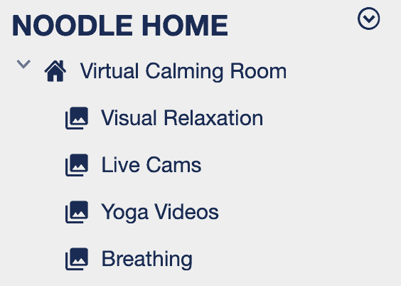 Virtual Calming Room Categories