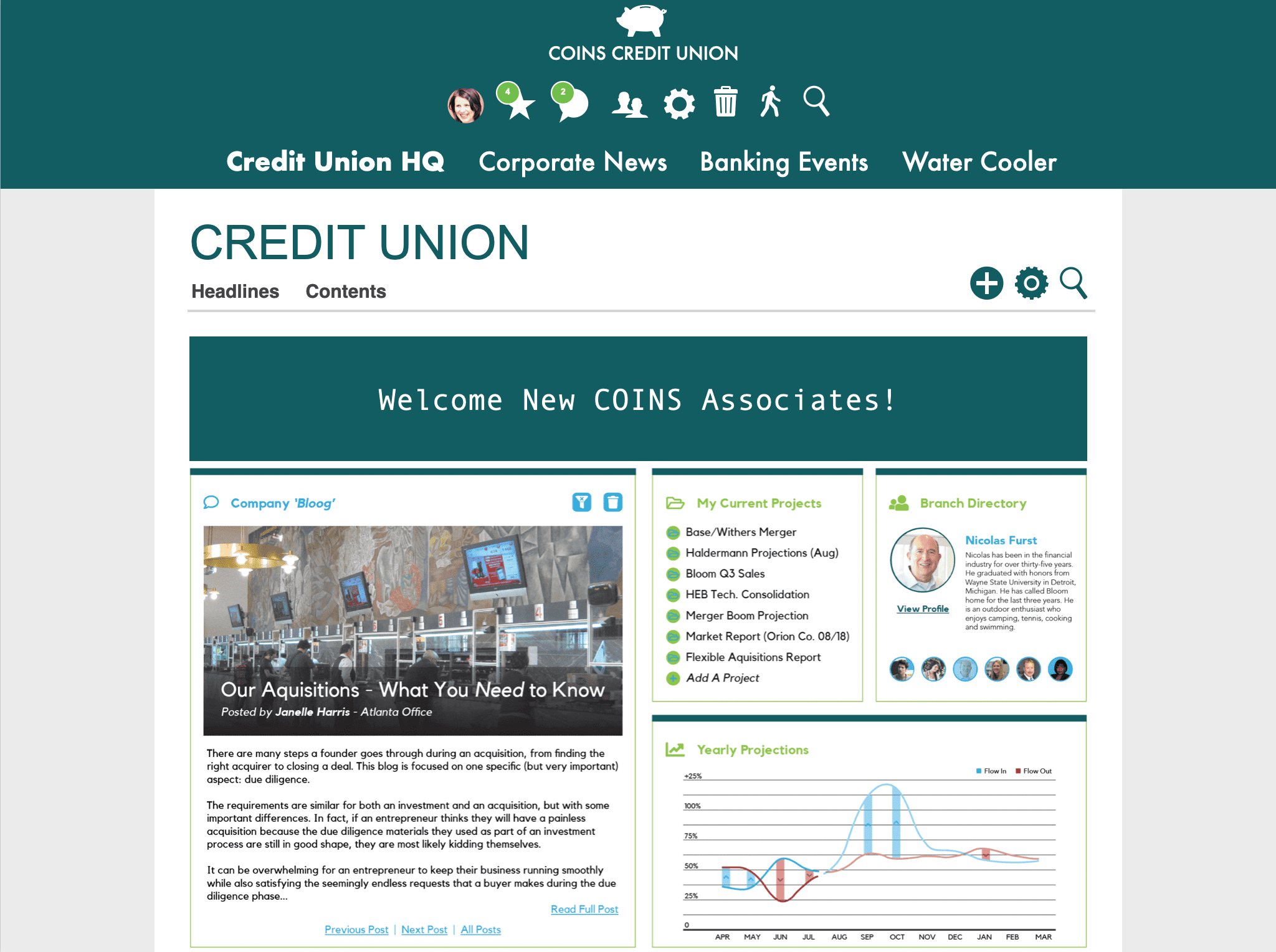 Credit Union Intranet example Top Navigation