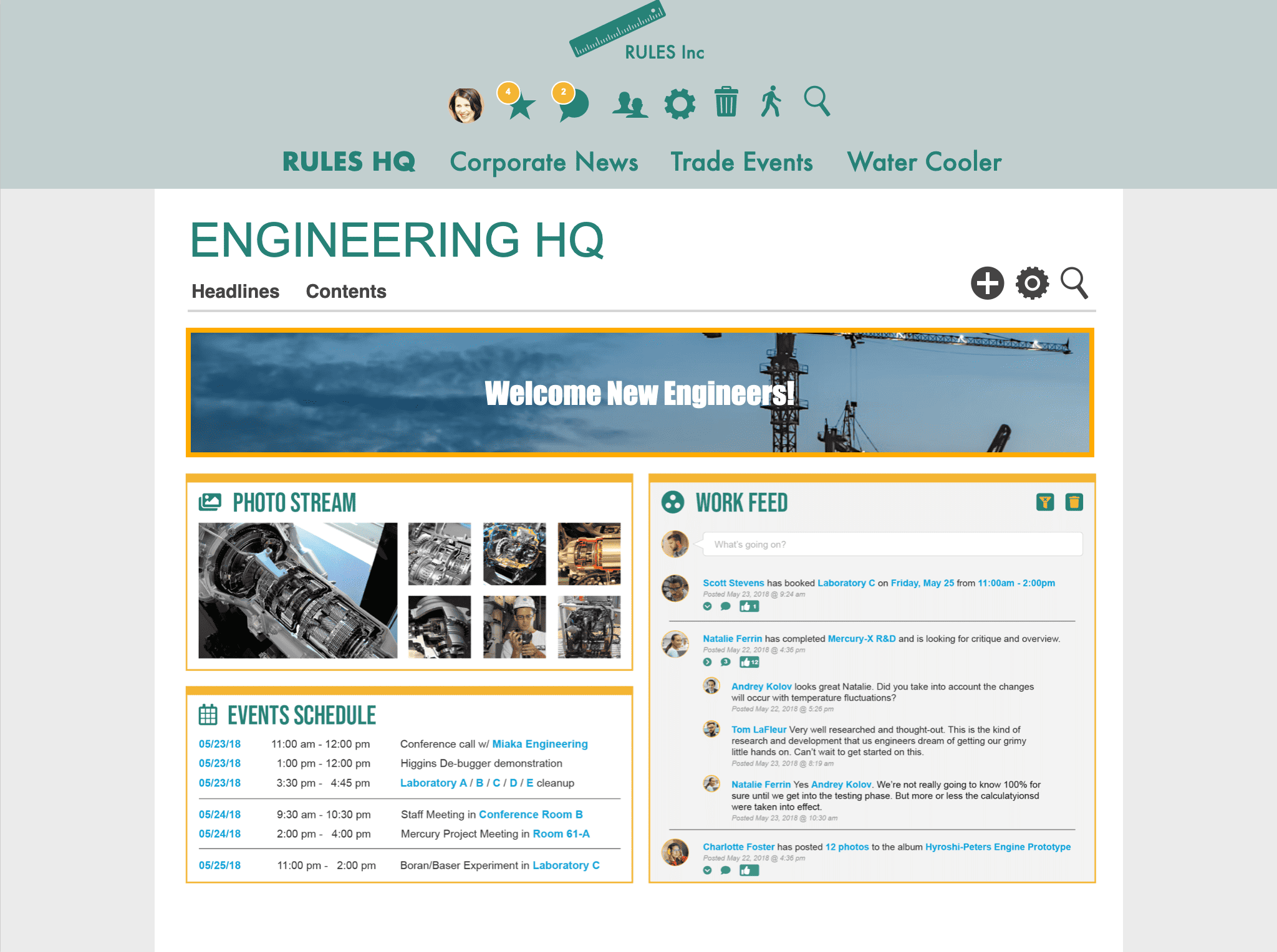 Engineering Intranet example Top Navigation