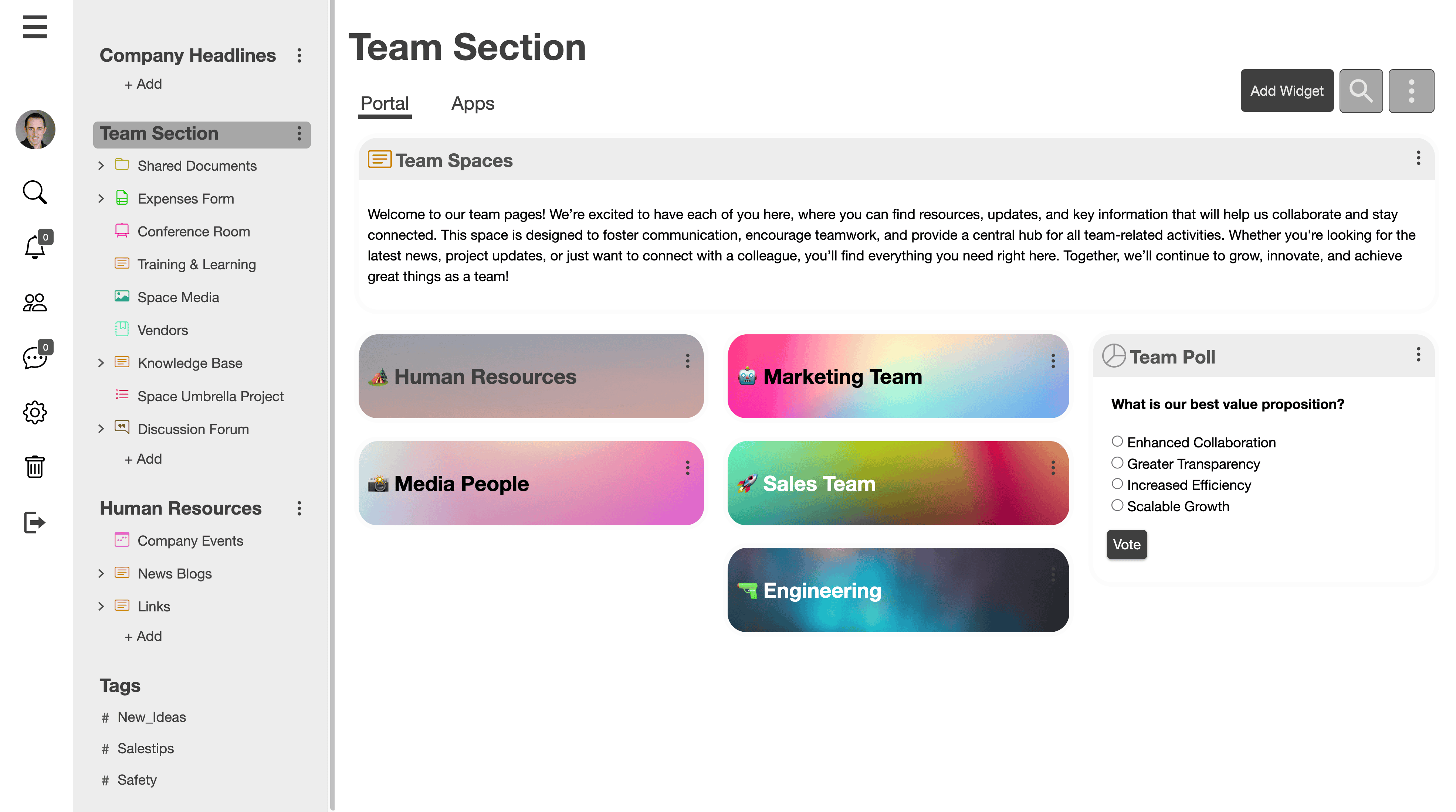 Noodle Intranet Screenshot